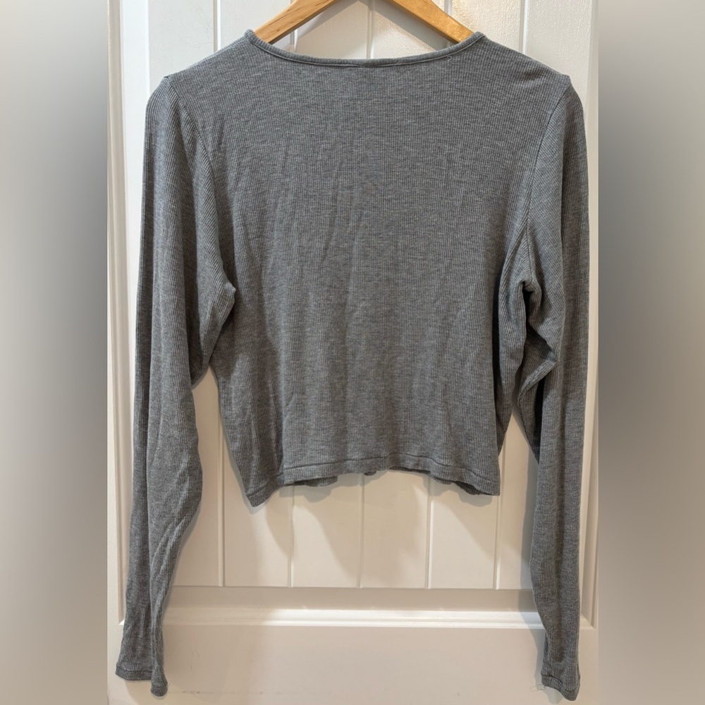 SKIMS Ribbed Basic Long Sleeve Tee Shirt Size 2X Casual Relaxed Fit Dark Gray - Picture 3 of 4